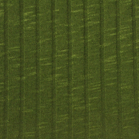 Heathered Green Marl Rib Knit, Viscose-Poly