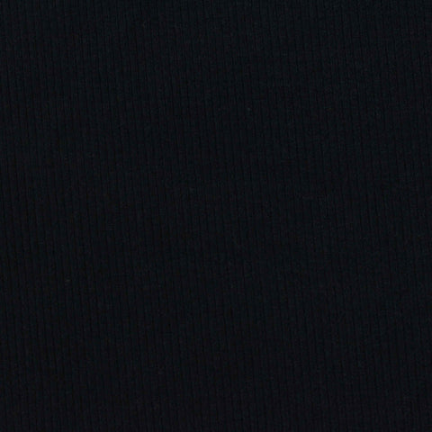 Polyester Cotton Rib Knit Fabric, 240 gsm, 165 cm — Black