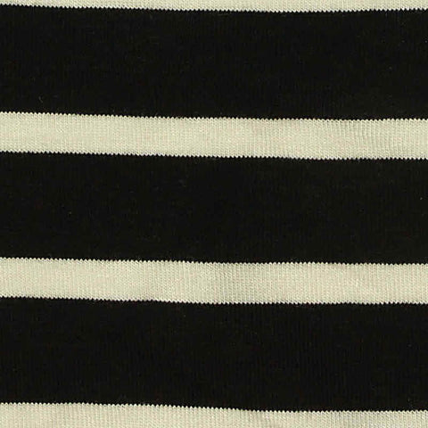 Black Horizontal-Stripe Jersey Knit, Viscose, 168 gsm