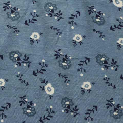 White Floral Jersey Knit, Modal, 132 gsm
