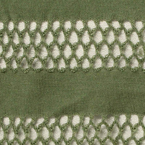 Green Horizontal-Stripe Jersey Knit, Viscose, 160 gsm