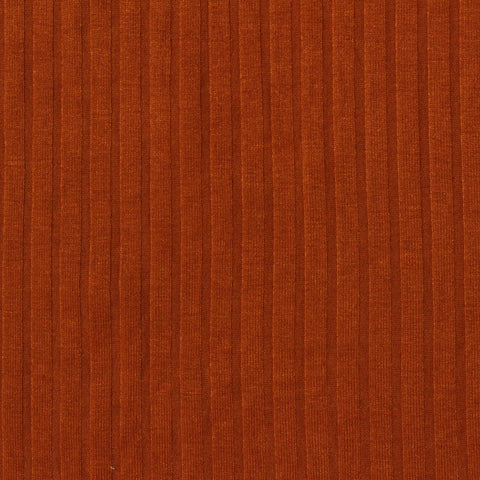 Viscose Stretch Rib Knit Fabric, 204 gsm — Orange