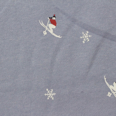 Printed Brushed Cotton Polyester French Terry Fabric, 265 gsm — Blue