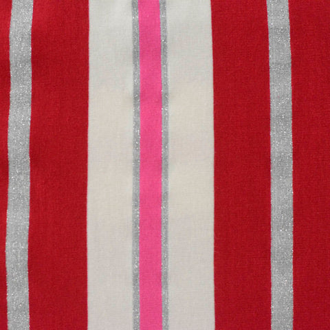 Red Glitter-Stripe Jersey Knit, Cotton