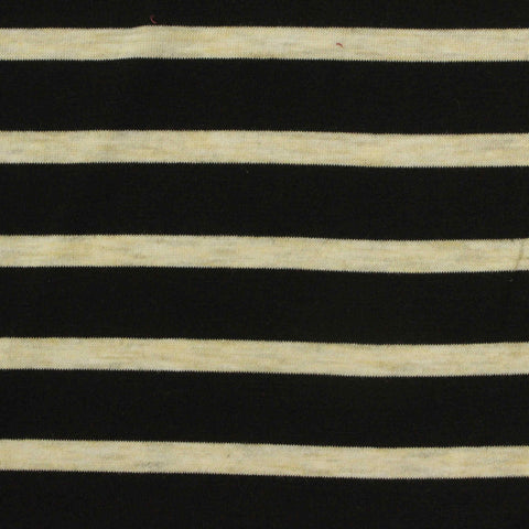 Black Horizontal-Stripe Jersey Knit, Poly-Viscose, 160 gsm