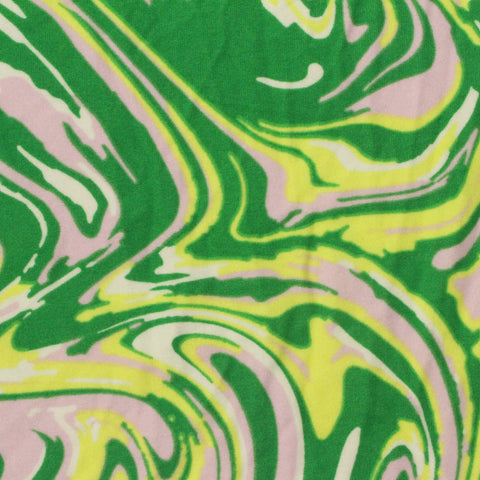 Green Abstract Milk Silk Knit, Polyester, 200 gsm