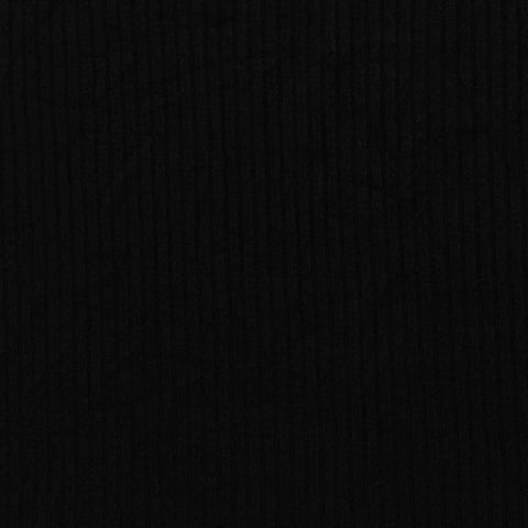 Viscose Stretch Rib Knit Fabric, 200 gsm, 165 cm — Black