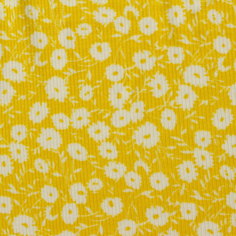 White Flowers Rib Knit, Viscose