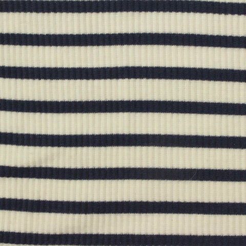 Navy Horizontal-Stripe Rib Knit, 230 gsm
