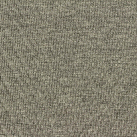 Khaki Marl Rib Knit, Viscose, 190 gsm