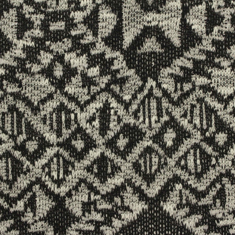 Black Geometric Chunky Knit, Polyester, 225 gsm