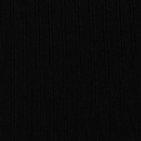 Viscose Stretch Rib Knit Fabric, 225 gsm — Black