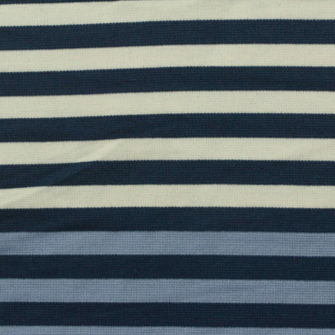 Dark Blue Horizontal-Stripe Ponte Knit, Poly-Viscose