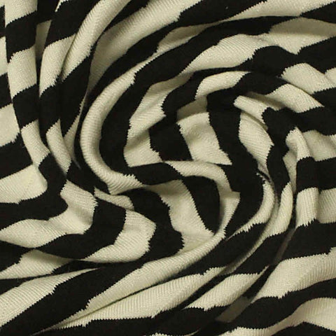 Black Horizontal-Stripe Jacquard, Viscose-Poly