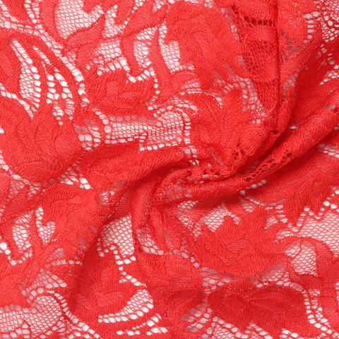 Red Floral Lace, Nylon, 124 gsm