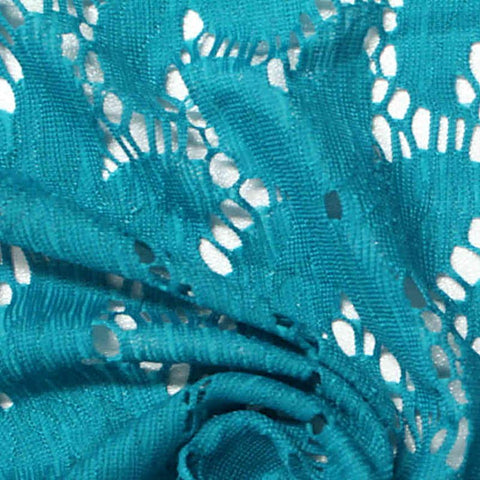 Nylon Stretch Lace Fabric, 134 gsm, 150 cm — Blue