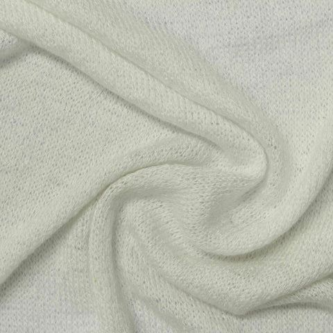 Polyester Viscose Stretch Chunky Knit Fabric, 190 gsm, 160 cm — White