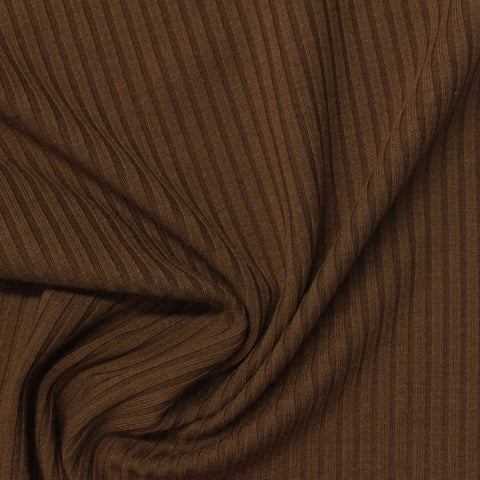 Polyester Stretch Rib Knit Fabric, 245 gsm, 150 cm — Brown