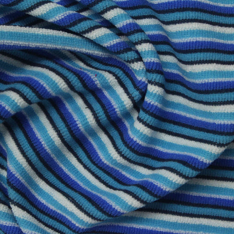 Blue Horizontal-Stripe French Terry, Polyester