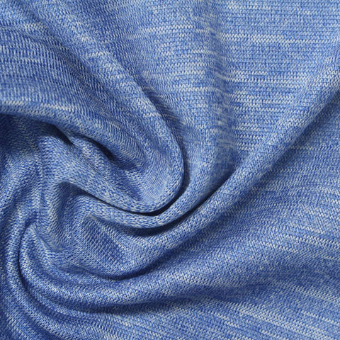 Blue Heathered-Marl Rib Knit, Polyester, 174 gsm