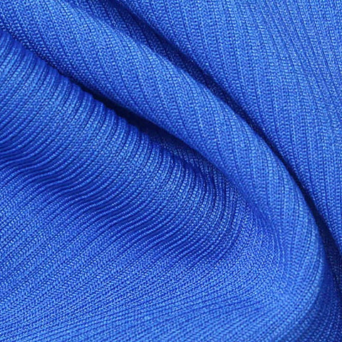 Polyester Stretch Rib Knit Fabric, 253 gsm, 160 cm — Blue