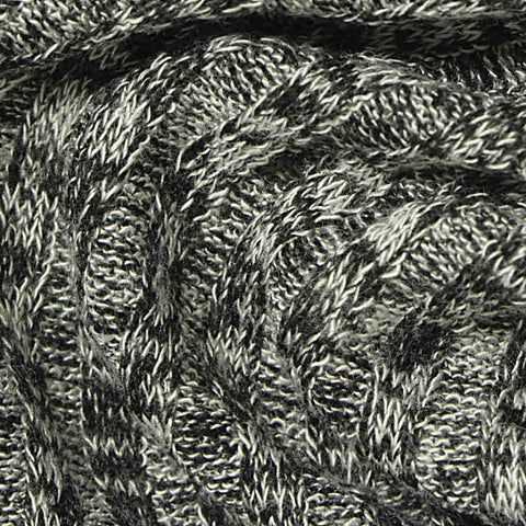 Black Heathered-Marl Rib Knit, Viscose-Poly, 203 gsm