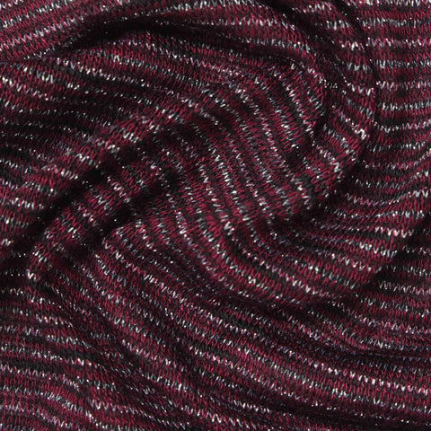 Dark Red Marl Chunky Knit, Viscose-Metallic