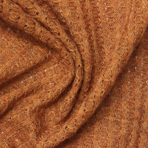Warm Brown Openwork Waffle Knit, Poly-Viscose