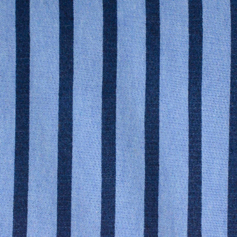Dark Blue Stripes French Terry, Cotton-Poly