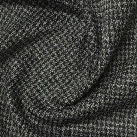 Black Houndstooth Knit, Polyester, 280 gsm, 165 cm