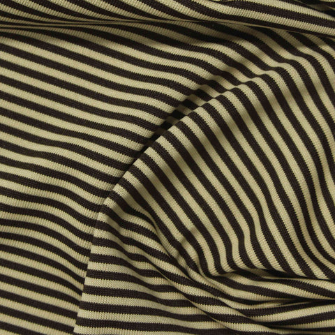 Brown Horizontal-Stripe Jersey Knit, Polyester, 159 gsm
