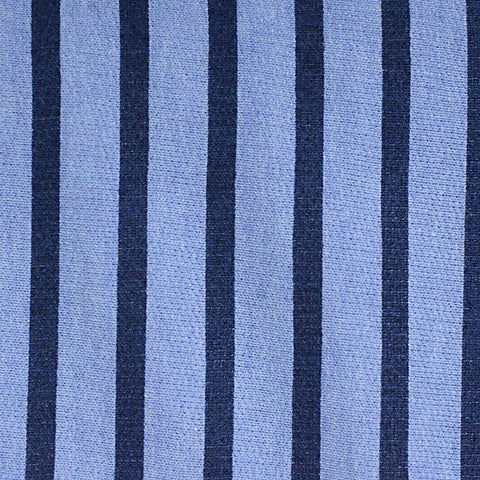 Dark Blue Stripes French Terry, Cotton-Poly