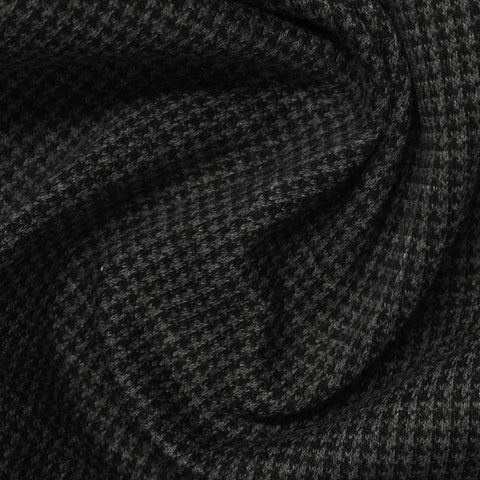 Black Houndstooth Knit, Polyester, 290 gsm