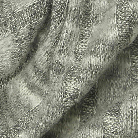 Grey Marl Rib Knit, Poly-Viscose, 175 gsm