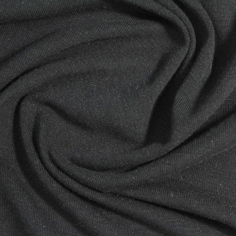 Polyester Acrylic Stretch Jersey Knit Fabric, 190 gsm, 153 cm — Black