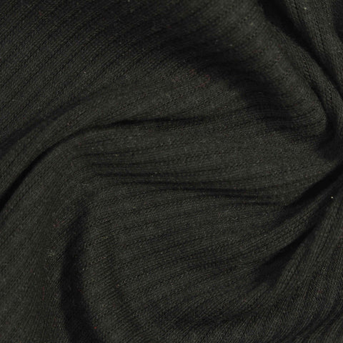 Cotton Stretch Rib Knit Fabric, 268 gsm, 129 cm — Black