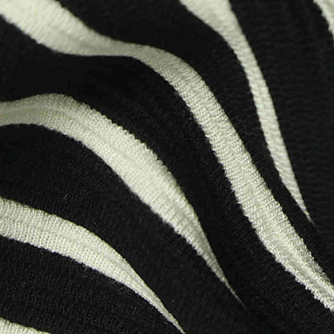 Black Horizontal-Stripe Knit, Poly-Viscose, 298 gsm