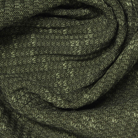 Dark Green Marl Rib Knit, Polyester, 220 gsm, 150 cm