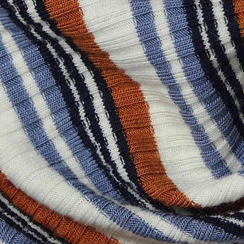 White Horizontal-Stripe Rib Knit, Viscose-Poly, 227 gsm