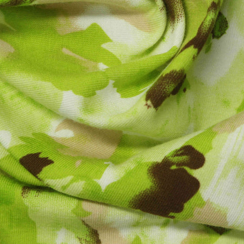 Green Abstract Jersey Knit, Cotton, 170 gsm