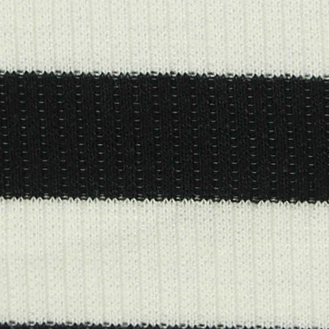 Black Horizontal-Stripe Rib Knit, Poly-Viscose, 195 gsm