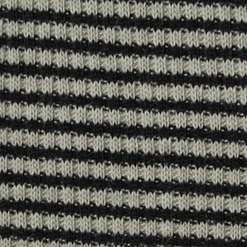 Black Horizontal-Stripe Rib Knit, Poly-Cotton, 195 gsm