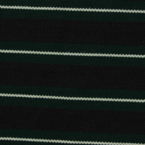 Black Horizontal-Stripe Piqué Knit, Poly-Viscose