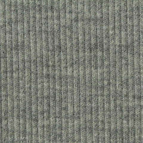 Grey Heathered-Marl Rib Knit, Poly-Cotton, 436 gsm