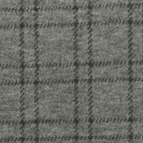 Dark Grey Check Interlock Knit, Poly-Viscose, 216 gsm