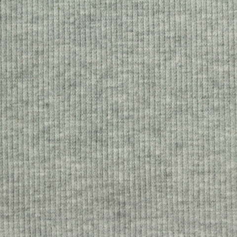 Light Grey Heathered-Marl Rib Knit, Cotton-Poly, 279 gsm