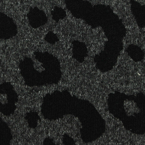 Black Leopard Chunky Knit, Polyester, 240 gsm