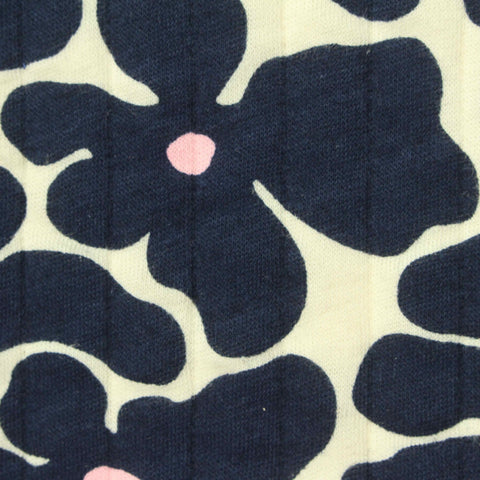 Navy Floral Jacquard, Cotton-Poly
