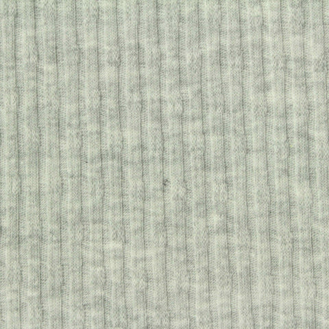 Grey Heather Rib Knit, Cotton-Poly, 170 gsm