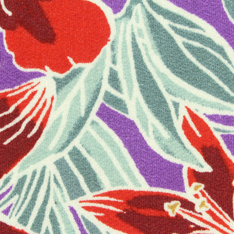 Red Bold-Floral Jersey Knit, Viscose